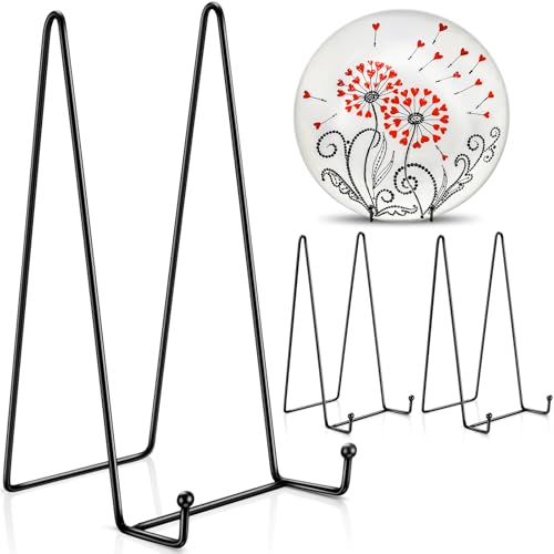 SOKOSEY 4 Stück 25,4 cm Metall-Tellerständer für Display, mattschwarzer Bilderrahmenhalter, dekorative Staffelei für Display-Tischplatte, dekorative Platte, Foto-Staffelei von SOKOSEY