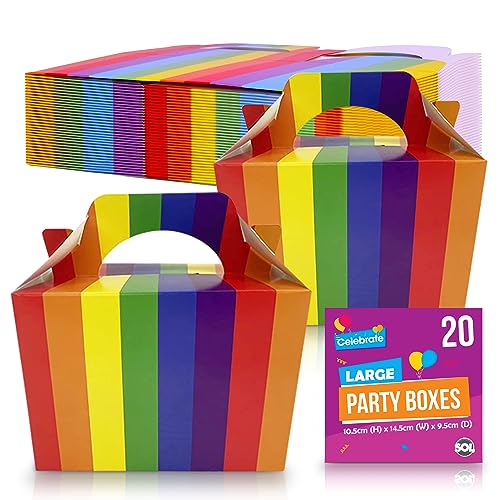 20 Stück Regenbogen Geburtstag Party Boxen für Kinder Party Essen | Karton Lunchboxen für Kinder Party Lebensmittel Boxen Party | Party Lebensmittel Boxen für Kinder Party Boxen | Party Lunchboxen von SOL