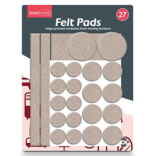 27 Stück beige Möbelpolster Bodenschoner für Stühle | Filzpolster für Möbelfüße | Stuhlbein-Bodenschoner für Möbelbeine | Filz-Möbelpolster | Stuhlpolster zum Schutz von Boden, Stuhlbein-Pads von SOL