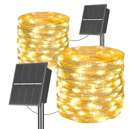 SOLARBABY Solar Lichterkette Aussen,2×20M 400 LED Solarlichterkette Außen Wetterfest, 8 Modi IP65 Wasserdicht Weihnachtsdeko Lichterkette, Weihnachtsbeleuchtung Außen für Balkon Garten Deko-Warmweiß von SOLARBABY