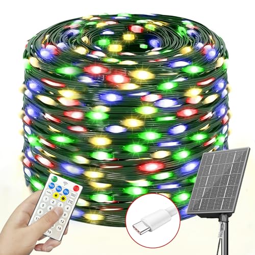 SOLARBABY Solar Lichterkette Aussen, 64M 640 LED 19Modi Solarlichterkette Außen Wetterfest Outdoor Lichterkette Solar mit Memory Funktion für Garten, Hof, Terrasse, Hochzeit Dekorationen(Bunt) von SOLARBABY