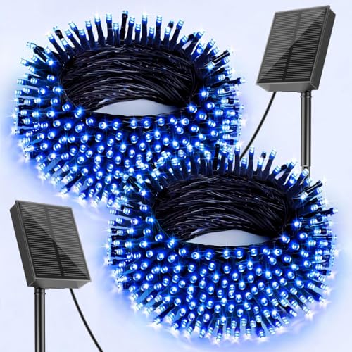 SOLARBABY Solar Lichterkette Aussen,2 Stück 20M 200 LED Solarlichterkette Außen Wetterfest Outdoor Lichterkette Solar für Garten, Hof, Terrasse, Hochzeit Dekorationen (Blau) von SOLARBABY