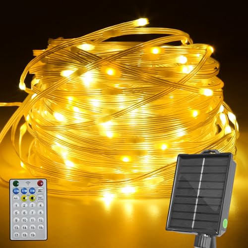 SOLARBABY Solar Lichterkette Außen,200 LED Lichterkette Aussen, 19 Modi Solar Weihnachtsbeleuchtung Solarlichterkette IP65 Wetterfest für Garten Balkon Terrasse Tor Hof Hochzeit 1 Stück(Warmweiß) von SOLARBABY