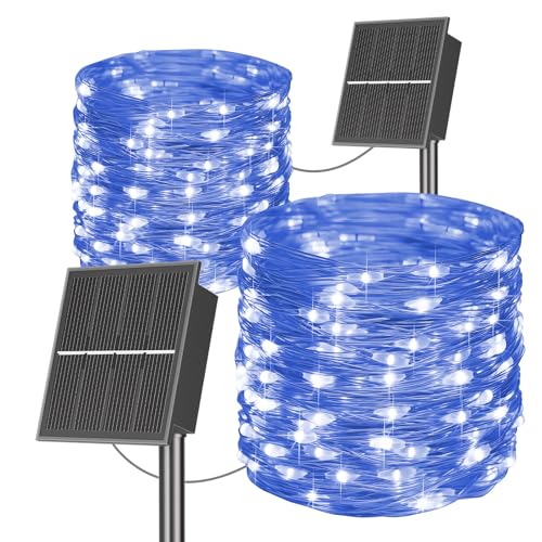 SOLARBABY Solar Lichterkette Aussen,2×20M 200 LED Solarlichterkette Außen Wetterfest, 8 Modi IP65 Wasserdicht Weihnachtsdeko Lichterkette, Weihnachtsbeleuchtung Außen für Balkon Garten Party Deko-Blau von SOLARBABY