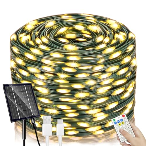 SOLARBABY Solar Weihnachtsbeleuchtung Außen,640M 640 LED Solar Lichterkette Aussen Wasserfest,IP65 19 Modi Solar Lichterkette Warmweiß für Garten Outdoor Weihnachten Terrasse Weihnachtsbaum Deko von SOLARBABY