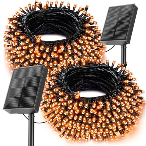 SOLARBABY Solar Lichterkette Aussen,20M 200LED Lichterkette Außen Solar IP65 Wasserdicht Solarlichterkette Außen Wetterfest für Garten, Balkon, Terrasse Dekorationen 2 Stück(Orange) von SOLARBABY