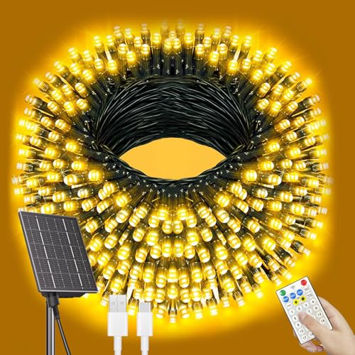 Solar Lichterkette Aussen,500LED 50M Lichterkette Außen,19 Modi mit Fernbedienung Solarlichterkette Außen Wasserdicht Outdoor Lichterkette für Balkon Garten Bäume Hochzeiten Partys (Warmweiß) von SOLARBABY