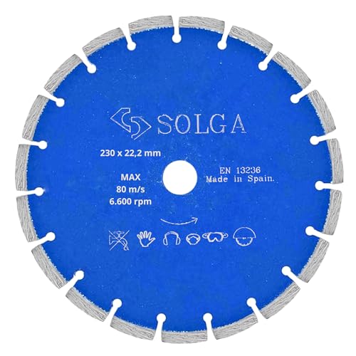 SOLGA DIAMANT Profi Laser Diamanttrennscheibe 230mm - 22.2mm, für Beton, Ziegel, Stahlbeton, Marmor, für Winkelschleifer, Trockenschnitt, hohe Lebensdauer von SOLGA