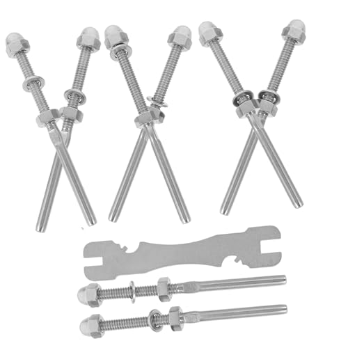 8St Treppengeländer Bausatz Spalierdraht-Set System Schlüssel drahtseil spanner drahtseilspanner verdrehsichere Kabelschrauben Beschläge für Decksgeländer Rostfreier Stahl Silver SOLUSTRE von SOLUSTRE