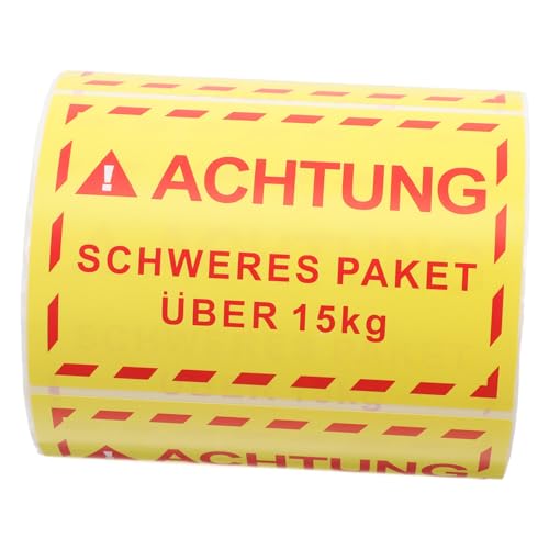 SOLUSTRE 1 Etikett „übergewicht“. Schwere Aufkleber Für Den Versand Warnschilder Warnaufkleber Vorsicht Schwerer Aufkleber Versandaufkleber Yellow Beschichtetes Papier von SOLUSTRE