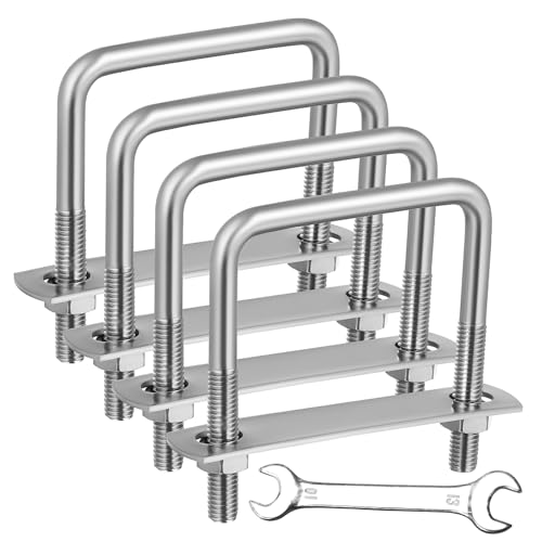 SOLUSTRE 1 Satz Schraubenschlüsselsatz Edelstahlschrauben Du Klemmst Vierkant-u-bolzensatz Quadratischer U-bolzen Quadratische U-bolzen U Schrauben Rostfreier Stahl Silver 4 Stück von SOLUSTRE