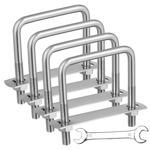 SOLUSTRE 1 Satz Schraubenschlüsselsatz Edelstahlschrauben U Bolzenklemme Du Schraubst U-bolzen Mit Quadratischer Biegung Vierkantschrauben Du Klemmst Rostfreier Stahl Silver 4 Stück von SOLUSTRE