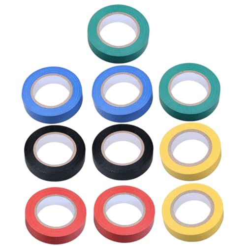 SOLUSTRE 10 Rollen Vinylband Farbband Wasserdichtes Band Griptape Band Farbig Wasserdichtes Klebeband Drahtband Klebeband Für Elektrische Kabel Farbiges Band Farbiges Klebeband von SOLUSTRE