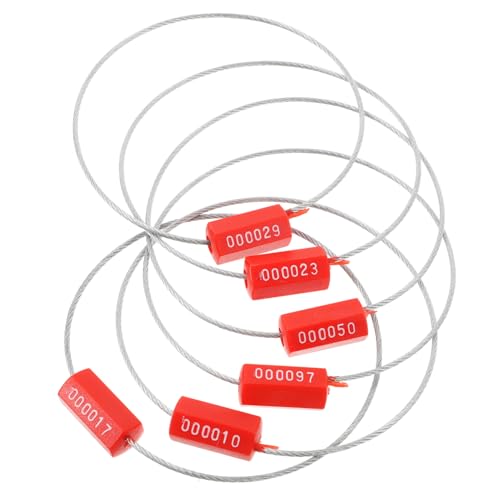 SOLUSTRE 100st Kabeldichtungen Nummerierte Stahlplomben Kabel-draht-dichtungen Drahtplombe Für Lkw Anhänger Mit Verschlussband Kabeletikett Nummeriertes Siegelband Verzinkter Stahldraht Rot von SOLUSTRE