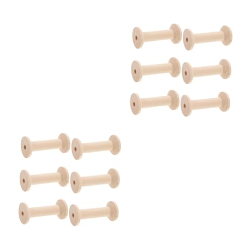 SOLUSTRE 2 Sätze 2 Sets Nähspule Nähgarn Bandhalter Leere Nähspule Unfertige Fassspulen Leere Garnspule Leere Holzspule Holz Leere Spule Nähwerkzeug Beige 6 Stück * 2 von SOLUSTRE