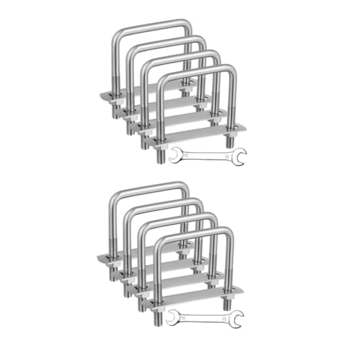 SOLUSTRE 2 Sätze Schraubenschlüsselsatz Edelstahlschrauben U-bolzen Mit Quadratischer Biegung Rostfreier U-bolzen U Klemmen Du Schraubst Runde U-bolzen Rostfreier Stahl Silver 4 Stück * 2 von SOLUSTRE