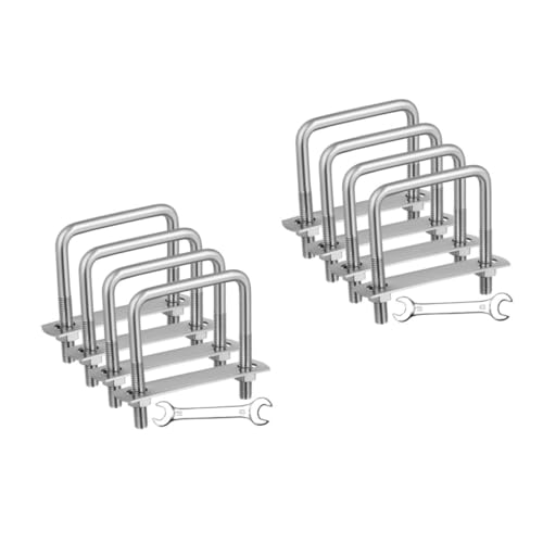 SOLUSTRE 2 Sätze Schraubenschlüsselsatz Quadratische U-bolzen Vierkant-u-bolzen U Schrauben Quadratischer U-bolzen Du Klemmst Silver Rostfreier Stahl 4 Stück * 2 von SOLUSTRE