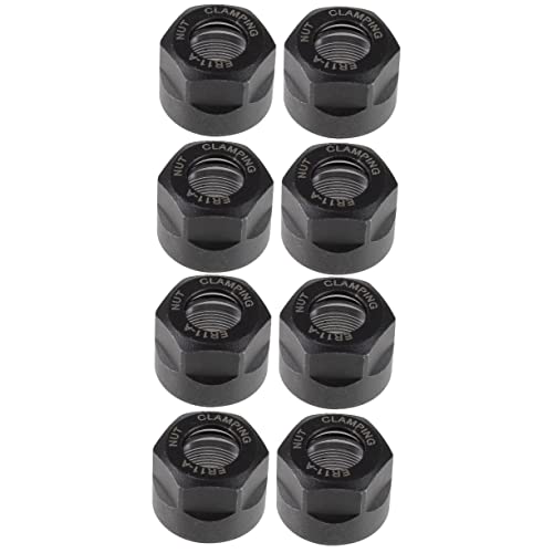 SOLUSTRE 2 Sätze Spannzangenmutter Hardware Fräserhaltermutter Er11 Bithalter Klemmen Schlüssel Fräsermutter Ratsche Nuss Spannmutter Leistung Verchromter Stahl Black 4 Stück * 2 von SOLUSTRE