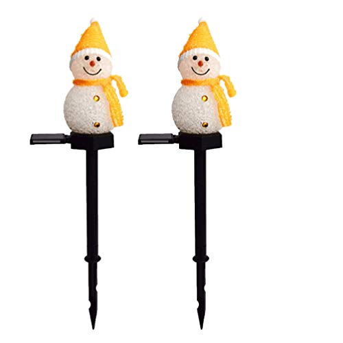 SOLUSTRE 2 Stücke LED Solarleuchten Schneemann Figur Solar Gartenstecker Weihnachten Beleuchtet Beleuchtung Garten Solarlampen Weihnachtsdeko Lampe für Außen Outdoor Rasen Terrassen Deko(Zufällig) von SOLUSTRE