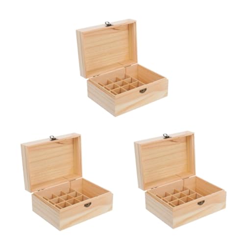 SOLUSTRE 2er-box Für Ätherische Öle Duftöl-organizer Behälter Für Ätherische Öle Tragetasche Für Ätherische Öle Für Teenager-mädchen Gitter Hölzern Beige von SOLUSTRE