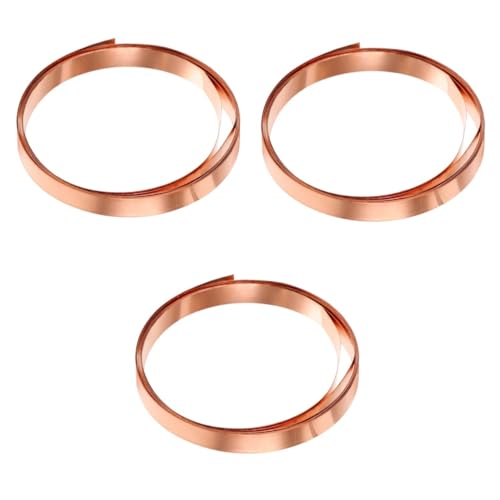 SOLUSTRE 3 Rollen Blatt Kupferband Kupferblech kupferplatte Kupferstreifen kupferspäne Kupfergürtel Streifengold essbares Blattgold für Kuchen Quetschperle Dacheinfassung Kupfer Rose Gold von SOLUSTRE