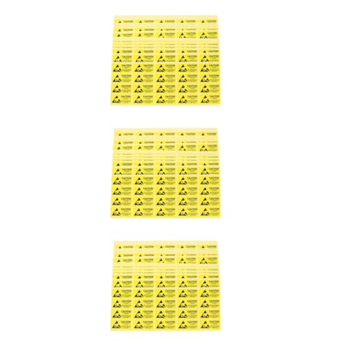 SOLUSTRE 3 Sätze Antistatisches Etikett Warnhinweis Etikett Elektronische Geräte Aufkleber Versandetiketten Elektrostatischer Aufkleber Warnaufkleber Warnsignale Papier Yellow 200 Stück * 3 von SOLUSTRE