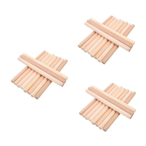 SOLUSTRE 3 Sätze Kleiderstange Aus Holz Kleine Holzdübel Dübel Zum Basteln Holzstäbe Für Makramee Holzstab Zum Basteln Unfertige Holzstäbe Holzstäbchen Beige Hölzern 10 Stück * 3 von SOLUSTRE