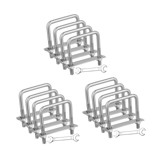 SOLUSTRE 3 Sätze Schraubenschlüsselsatz Edelstahlschrauben Vierkant-u-bolzen Quadratische U-bolzen Du Klemmst Quadratischer U-bolzen U Schrauben Rostfreier Stahl Silver 4 Stück * 3 von SOLUSTRE