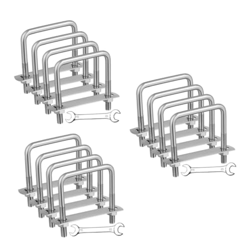 SOLUSTRE 3 Sätze Schraubenschlüsselsatz Vierkant-u-bolzen Quadratische U-bolzen Quadratischer U-bolzen U Schrauben Du Klemmst Silver Rostfreier Stahl 4 Stück * 3 von SOLUSTRE