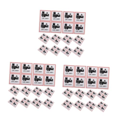 SOLUSTRE 3sets Batterieetikett Sicherheitslabel Batteriewarnaufkleber Batterietransportetiketten Batteriewarnschilder Kupferplattenaufkleber Black 200pcs*3 von SOLUSTRE