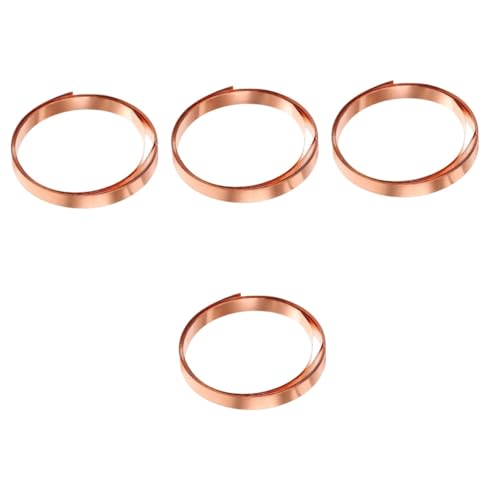 SOLUSTRE 4 Rollen Blatt Kupferband Quetschperlen kleine Perlen Spiegelkarte Vergoldung Wachs Massenperlen Kupferblech kupferplatte Kupferstreifen kupferspäne Dacheinfassung Kupfer Rose Gold von SOLUSTRE