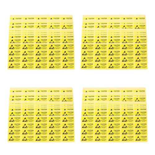 SOLUSTRE 4 Sätze Antistatisches Etikett Etiketten Für Elektrostatische Geräte Aufkleber Für Sicherheitswarnschilder Antistatische Warnaufkleber Warnsignale Papier Yellow 200 Stück * 4 von SOLUSTRE