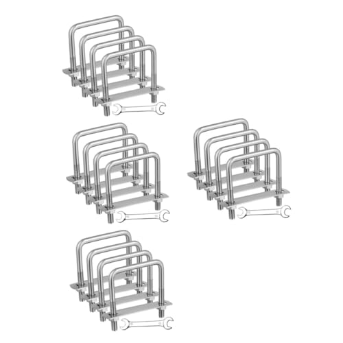 SOLUSTRE 4 Sätze Schraubenschlüsselsatz Du Schraubst Quadratischer U-bolzen Vierkant-u-bolzen U Klemmen Du Klemmst Robuster U-bügel Vierkantschrauben Silver Rostfreier Stahl 4 Stück * 4 von SOLUSTRE