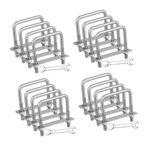 SOLUSTRE 4 Sätze Schraubenschlüsselsatz Quadratische U-bolzen Vierkant-u-bolzen Du Klemmst U Schrauben Quadratischer U-bolzen Silver Rostfreier Stahl 4 Stück * 4 von SOLUSTRE