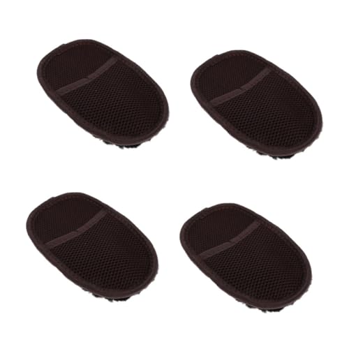 SOLUSTRE 4 Stück Lederpflege Schuhbürsten Zum Reinigen Schuhputzbürste Schuhbürsten Zum Polieren Schuhe Glänzen Handschuhe Wildleder Radiergummi -Pads Dark Brown Lammplüschimitat von SOLUSTRE