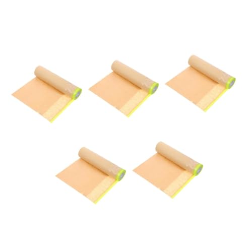 SOLUSTRE 5 Rollen Abdeckpapier Farbband Für Wände Fingermalpapier Zeichenband Bodenschutz Lackieren Kfz-abdeckband Klebepapier Bemalen Auto Klebeband Farbspritzschutz Kraftpapier Khaki von SOLUSTRE