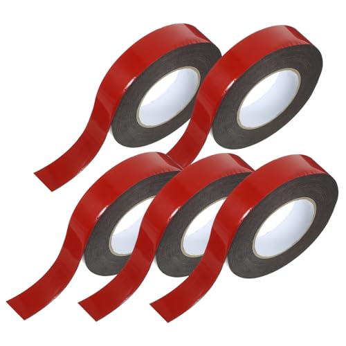 SOLUSTRE 5 Rollen Doppelseitiges Klebeband aus Schaumstoff beidseitig Boobie-Tape Auto klebeband doppelseitig double sided tape stark klebendes doppelseitiges Klebeband Montageband Black von SOLUSTRE