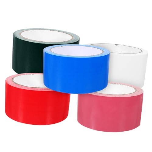 SOLUSTRE 5 Rollen Farbiges Klebeband Greifer Gewebeband Teppichband Streifen Malerband packing tape paketband dopellseititige klebeband tube band Reparaturband Klebebänder Heißschmelzkleber von SOLUSTRE