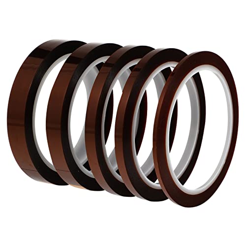 SOLUSTRE 5 Rollen Hochtemperaturbeständiges Klebeband Drahtband Thermal- Lötband Wärmeschrumpftransferband Hochtemperaturband Hitze Spender Kabel Auspuff Brown Subsensitiver Silikonkleber von SOLUSTRE