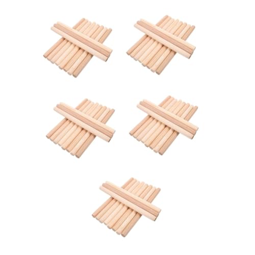 SOLUSTRE 5 Sätze Kleiderstange Aus Holz Rundholzstäbe Diy Holzstäbe Kreative Holzstäbe Unbehandelte Holzstäbe Unvollendetes Holzhandwerk Spaltholzdübelstangen Hölzern Beige 10 Stück * 5 von SOLUSTRE