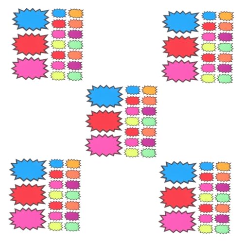 SOLUSTRE 5 Sätze Preisschild Für Explosive Aufkleber Flohmarkt Lieferungen Ausgeschnittene Schilder Preisschilder Platzen Burst-sign-karten Verkaufspreisschild Papier 80 Stück * 5 von SOLUSTRE