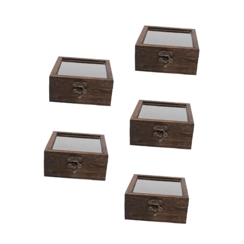 SOLUSTRE 5Er-Box Kästchen mit Insektenproben Pin-Anzeige Schattenboxen Vitrine Shadowbox-Bilderrahmen Probenanzeige Schaukästen für Sammlerstücke Holz Light Brown von SOLUSTRE