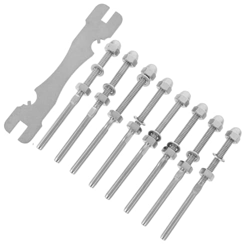 SOLUSTRE 8St Kabelschrauben für Decksgeländer drahtseil spanner drahtseilspanner Ratsche rostfreier Draht Beschläge für Decksgeländer Bausatz für Geländer aus Stahl Rostfreier Stahl Silver von SOLUSTRE