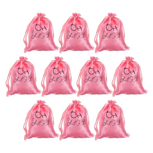 SOLUSTRE Hochzeitstaschen – 10 Stück Rosa Brautparty-Geschenktüten Mit Kordelzug Survival-Recovery-Set Für Junggesellenabschied Brautparty von SOLUSTRE