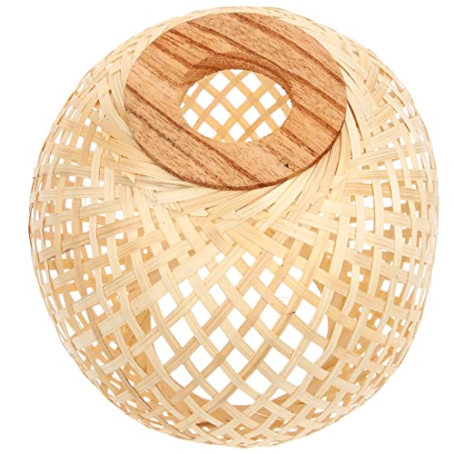 SOLUSTRE Lampenschirm Aus Bambus Lampenschirme Aus Bambus Hängender Heller Schatten Rattanhütte Pendelleuchten Heller Schirm Aus Bambus Korblampe Rattan-lampe Kleiner Lampenschirm Stehlampe von SOLUSTRE