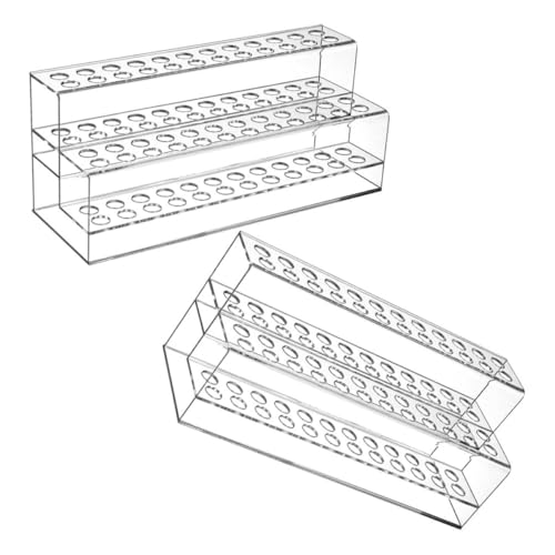 SOLUSTRE Stiftehalter mit 48 Löchern Doppelschichtiger Stifteständer Aus Acryl für Den Schreibtisch Pinselhalter Mehrzweck-ständer für Make-up-pinsel von SOLUSTRE