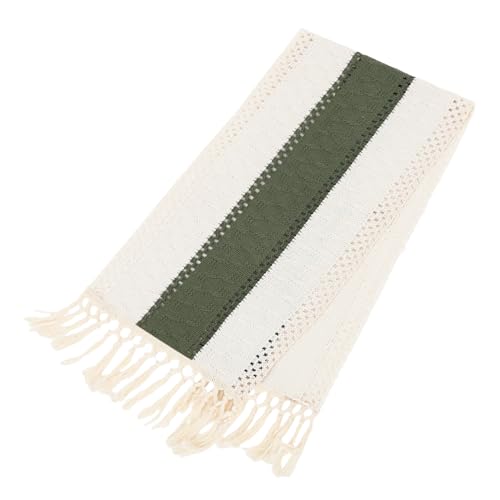 SOLUSTRE Tischdecke Aus Baumwolle Und Leinen Hochzeitstischläufer Tischläufer Mit Quasten Rustikale Tischdecken Esstisch Läufer Herzstück des Hochzeitstisches Tischfahne Polyester Green von SOLUSTRE