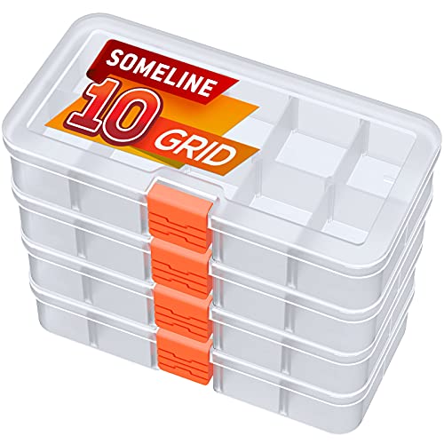 SOMELINE® Sortimentskasten mit 10 Fächern | Stabile Sortierbox für Schrauben, Kleinteile, Klein- und Nähutensilien | Perfekte Aufbewahrungsbox für Nägel und Schrauben | Maße: 14x7x2,4cm | 4 Stück von SOMELINE