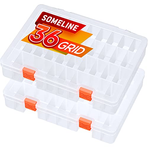 SOMELINE® Sortimentskasten mit 36 Fächern | Stabile Sortierbox für Schrauben, Kleinteile, Klein- und Nähutensilien | Perfekte Aufbewahrungsbox für Nägel und Schrauben | Maße: 25,2x19x4cm | 2 Stück von SOMELINE