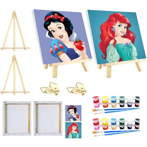 SOMHORN Malen Nach Zahlen Erwachsene Kind Cartoon Bild Faltenfreie Leinwand Acryl Pigment Home Deko Geburtstag Festival Geschenk 2 Pack (7.8x7.8in/20x 20cm) von SOMHORN